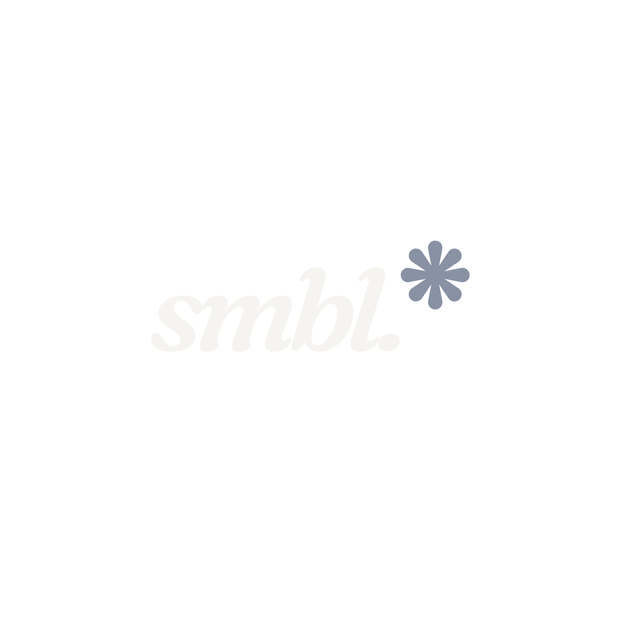SMBL logo — the word “smbl.” in cream italic serif with a periwinkle asterisk, on deep navy